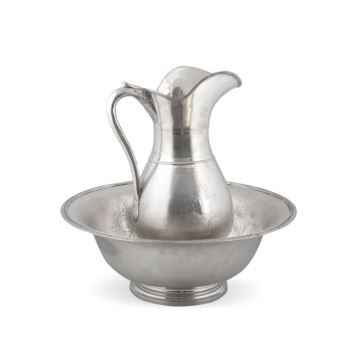 Aguamanil con jofaina,  punzones de Madrid Villa y... · ref.: ID.624